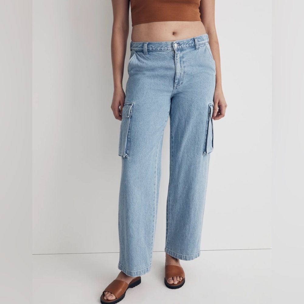 Madewell Low-Slung Straight Cargo Jeans in Coleman Wash Size 31